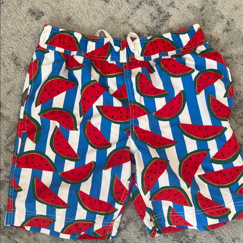 Hanna Andersson Red and Blue Watermelon Swim Trunks